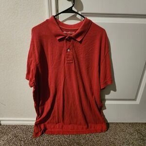 Eddie Bauer Red Cotton Short Sleeve Polo Shirt Men's XL Classic Comfort Casual